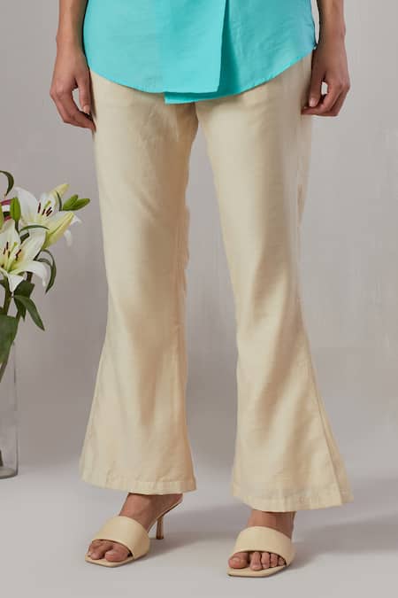 Shop Grass & Sunshine Blue Chanderi Embroidery Collared Applique Shirt And Pant Set Online at Aza Fashions Shop_Grass & Sunshine_Blue Chanderi Embroidery Collared Applique Shirt And Pant Set _Online_at_Aza_Fashions