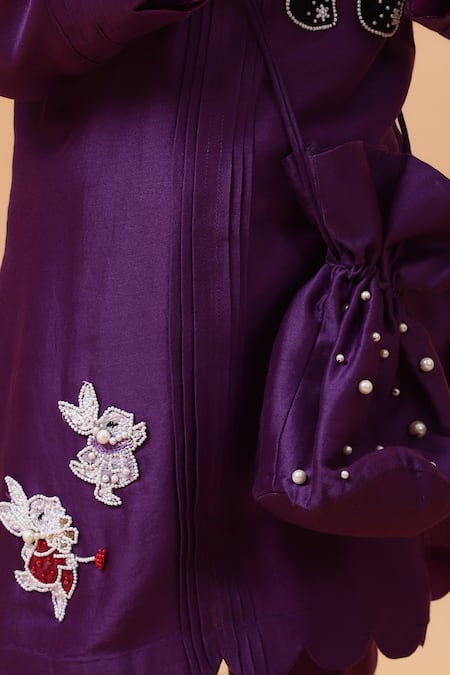 Shop_House Of Tushaom_Purple Chanderi Embroidered Cutdana Bunny Kurta With Pant_Online_at_Aza_Fashions