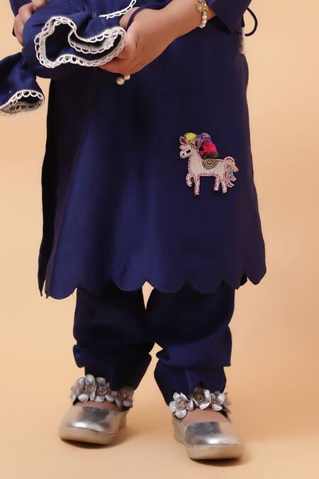 Shop_House Of Tushaom_Blue Chanderi Embroidered Cutdana Unicorn Angrakha Kurta With Pant_Online_at_Aza_Fashions
