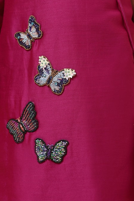 Buy_House Of Tushaom_Purple Chanderi Embroidered Sequin Butterfly Kurta With Pant