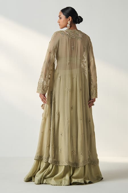 Studio Bagechaa Floral Embroidered Long Jacket Lehenga Set 