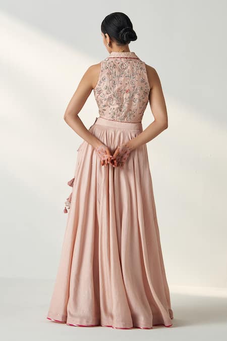 Studio Bagechaa Rajita Floral Embroidered Gilet & Lehenga Set 