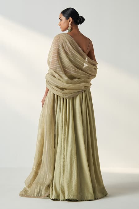 Studio Bagechaa Sequin Embroidered Green Lehenga Set 