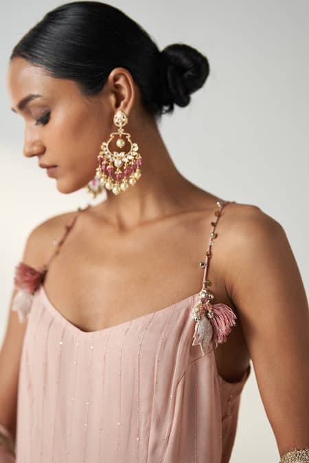 Buy Studio Bagechaa Pink Organza, Georgette, Cotton Gota Pakhi Embroidered Short Kurta Sharara Set Online at Aza Fashions Buy_Studio Bagechaa_Pink Organza, Georgette, Cotton Gota Pakhi Embroidered Short Kurta Sharara Set _Online_at_Aza_Fashions