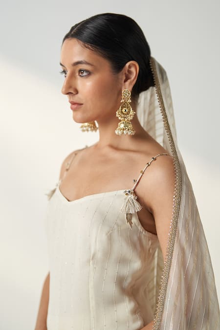 Buy Studio Bagechaa Ivory Georgette, Organza, Cotton Sequins, Pakhi Embroidered Kurta Sharara Set Online at Aza Fashions Buy_Studio Bagechaa_Ivory Georgette, Organza, Cotton Sequins, Pakhi Embroidered Kurta Sharara Set _Online_at_Aza_Fashions