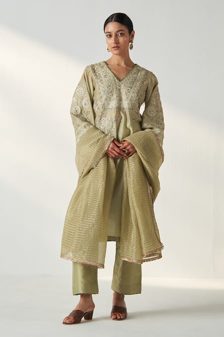 Studio Bagechaa Roop Gullista Dori Sequin Embroidered Kurta Pant Set 