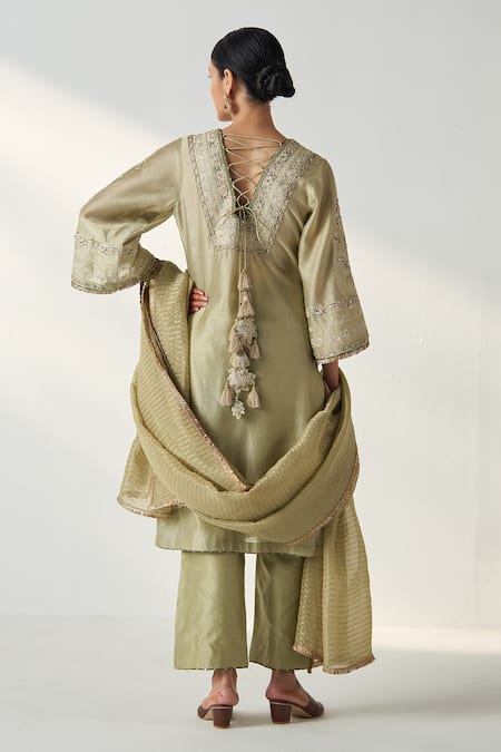 Studio Bagechaa Roop Gullista Dori Sequin Embroidered Kurta Pant Set 