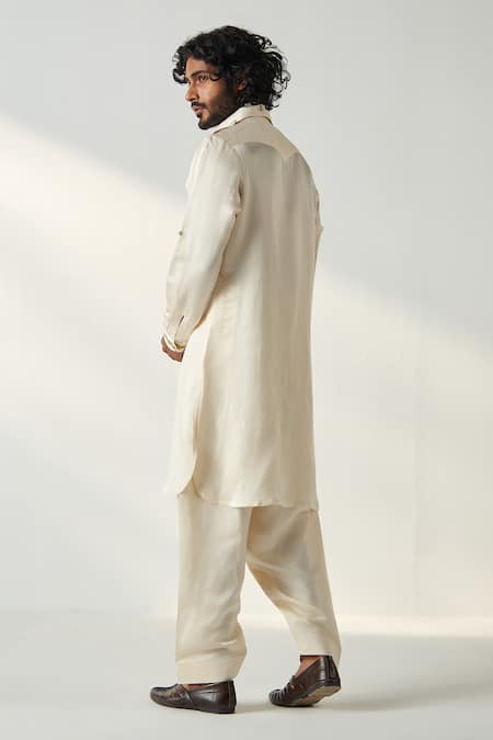 Studio Bagechaa Mehul Dori Embroidered Neck Pathani Kurta With Salwar 