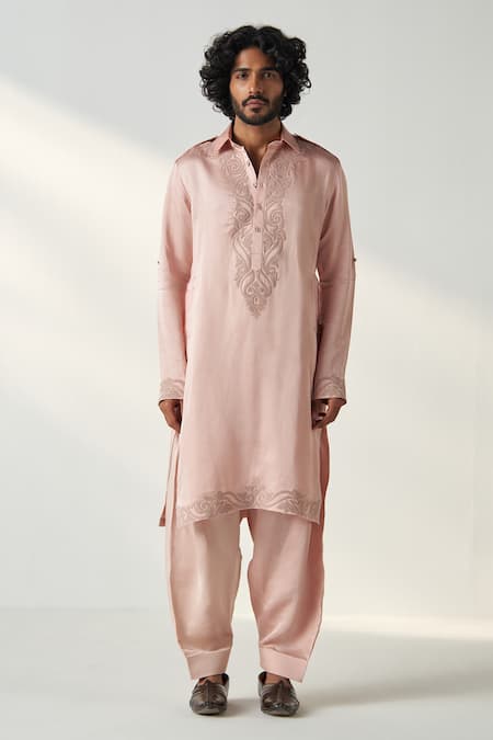 Studio Bagechaa Parag Dori Embroidered Neck Pathani Kurta With Salwar 