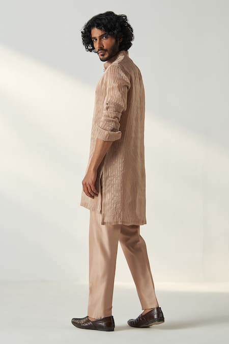 Studio Bagechaa Beige Stripe Pattern Kurta Set 