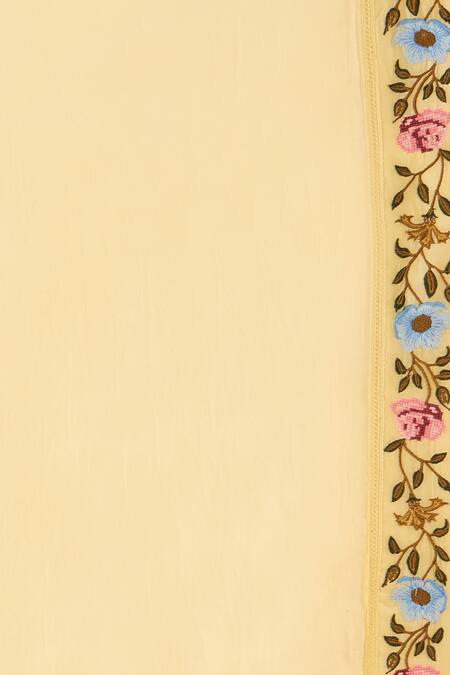 Buy Shivani Bhargava Yellow Chanderi, Cotton Embroidery Round Neck Gardenia Charm Kurta Pant Set Buy_Shivani Bhargava_Yellow Chanderi, Cotton Embroidery Round Neck Gardenia Charm Kurta Pant Set