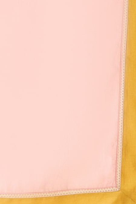 Shivani Bhargava Ivory Chanderi, Cotton Embroidery Round Neck Petal Patch Kurta Pant Set at Aza Fashions Shivani Bhargava_Ivory Chanderi, Cotton Embroidery Round Neck Petal Patch Kurta Pant Set _at_Aza_Fashions