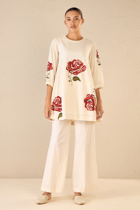 Shivani Bhargava Royal Rose Embroidered Tunic Top 