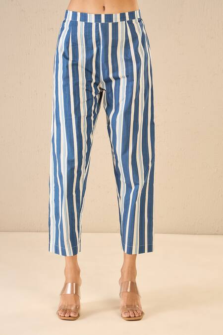 Shivani Bhargava Blue Chanderi, Cotton Embroidery Round Neck Rose Ballad Kurta Pant Set Online at Aza Fashions Shivani Bhargava_Blue Chanderi, Cotton Embroidery Round Neck Rose Ballad Kurta Pant Set _Online_at_Aza_Fashions