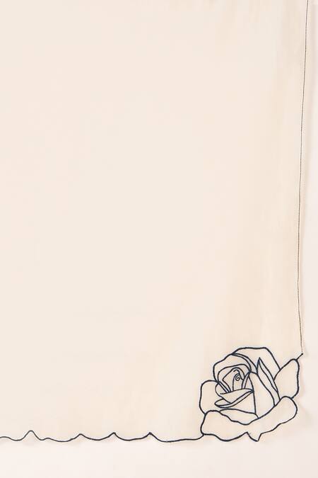 Shop Shivani Bhargava Blue Chanderi, Cotton Embroidery Round Neck Rose Ballad Kurta Pant Set Shop_Shivani Bhargava_Blue Chanderi, Cotton Embroidery Round Neck Rose Ballad Kurta Pant Set