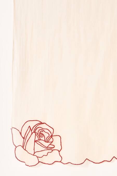 Shop Shivani Bhargava Red Chanderi, Cotton Embroidery Round Rose Ballad Floral Pattern Kurta Pant Set Shop_Shivani Bhargava_Red Chanderi, Cotton Embroidery Round Rose Ballad Floral Pattern Kurta Pant Set