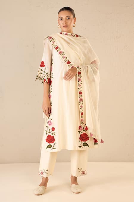 Shivani Bhargava Rose Shine Embroidered Kurta Pant Set 