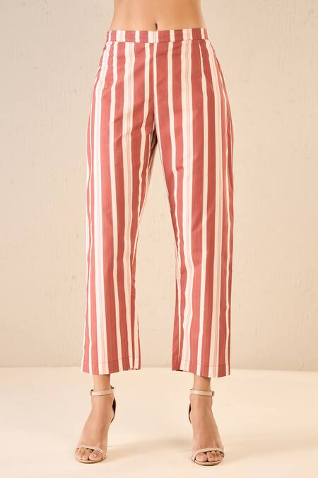 Shop Shivani Bhargava Red Cotton Printed Floral Chinese Collar Blossom Tunic And Pant Set Shop_Shivani Bhargava_Red Cotton Printed Floral Chinese Collar Blossom Tunic And Pant Set