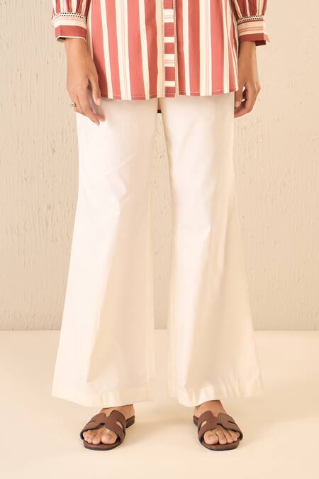 Buy Shivani Bhargava Red Cotton Printed Stripe Chinese Collar Meadow Tunic And Pant Set Online at Aza Fashions Buy_Shivani Bhargava_Red Cotton Printed Stripe Chinese Collar Meadow Tunic And Pant Set _Online_at_Aza_Fashions