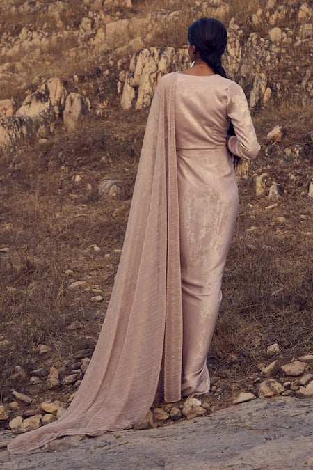 Ritika Arya Jain Solid Drift Skirt Saree With Cowl Neck Top 