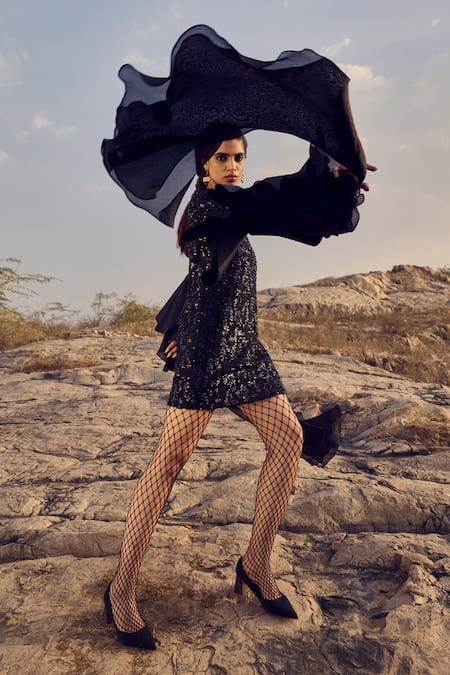 Ritika Arya Jain Sequin Embellished Bell Sleeve Dress 