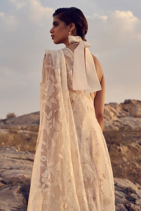 Ritika Arya Jain Floral Bloom Embellished Pre-Draped Saree With Bralette 