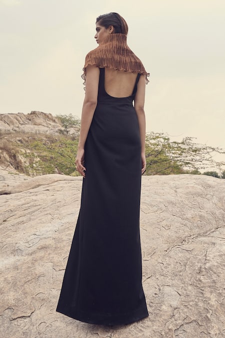 Ritika Arya Jain Metallic Cowl Draped Gown 