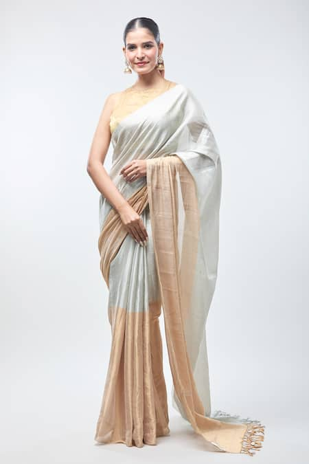 Sheela Suthar Gold Handwoven Pure Tissue Light Suvarna Saree With Running Blouse 