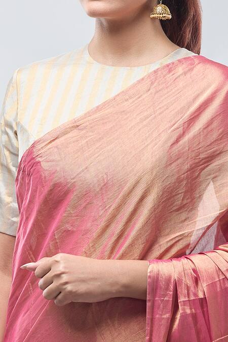 Sheela Suthar Pink Handloom Cotton Pure Saree With Running Blouse at Aza Fashions Sheela Suthar_Pink Handloom Cotton Pure Saree With Running Blouse _at_Aza_Fashions