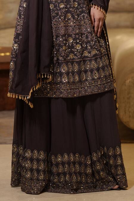 Shop Mehul Gupta Purple Georgette Sequins, Embroidery, Cut Petal Glory Resham Kurta Lehenga Set Online at Aza Fashions Shop_Mehul Gupta_Purple Georgette Sequins, Embroidery, Cut Petal Glory Resham Kurta Lehenga Set _Online_at_Aza_Fashions