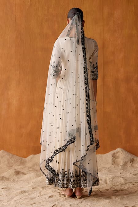 Shop Preevin Black Cotton, Tulle, Net Stellar Flora Thread And Work Angarkha Anarkali Set at Aza Fashions Shop_Preevin_Black Cotton, Tulle, Net Stellar Flora Thread And Work Angarkha Anarkali Set _at_Aza_Fashions