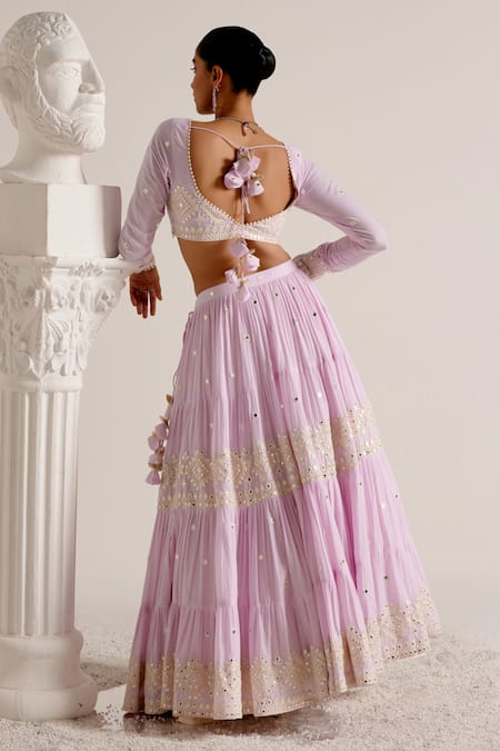 Preevin Mirror & Thread Diamond Embroidered Lehenga Set 