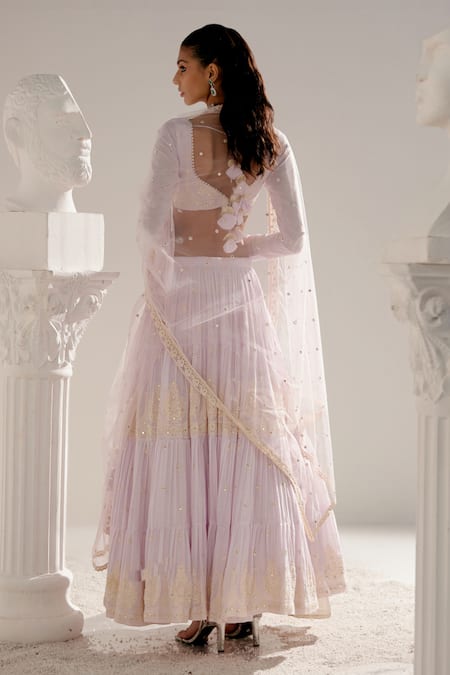 Preevin Mirror & Thread Work Tower Lehenga Set 