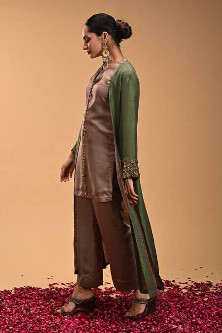 Rirasa_Green Suchi Bloom Embroidered Cape_Online_at_Aza_Fashions