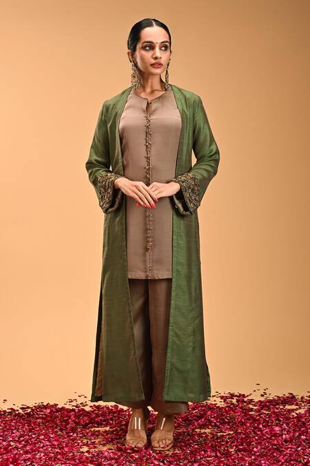 Buy_Rirasa_Green Suchi Bloom Embroidered Cape_Online_at_Aza_Fashions