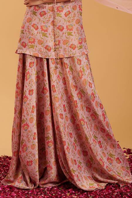 Buy Rirasa Pink Organza, Tissue Embroidery Anjali Bahar Short Kurta Sharara Set Online at Aza Fashions Buy_Rirasa_Pink Organza, Tissue Embroidery Anjali Bahar Short Kurta Sharara Set_Online_at_Aza_Fashions