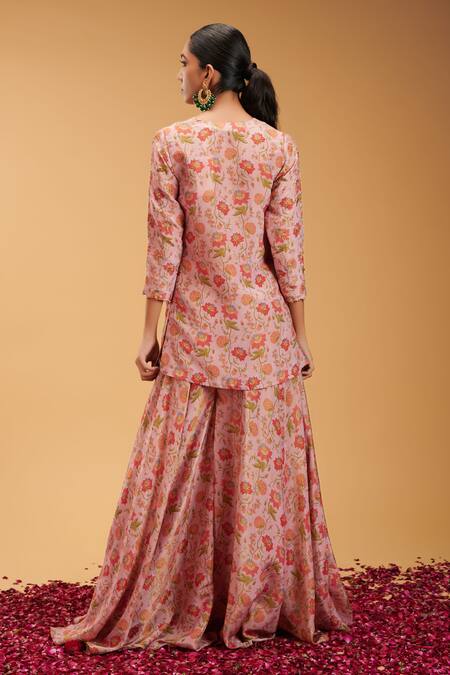 Rirasa Pink Organza, Tissue Embroidery Anjali Bahar Short Kurta Sharara Set at Aza Fashions Rirasa_Pink Organza, Tissue Embroidery Anjali Bahar Short Kurta Sharara Set_at_Aza_Fashions