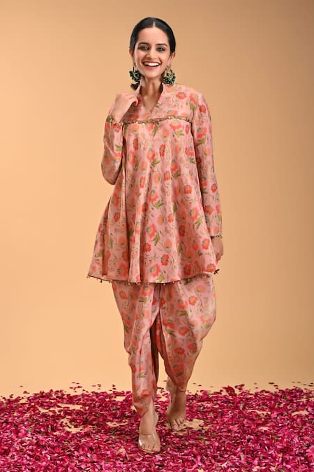 RIRASA Dola Gullista Print Short Kurta With Dhoti Pant 