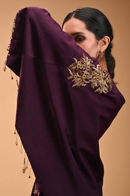 Buy Rirasa Purple Garuda Petal Bloom Embroidered Cape Online at Aza Fashions Buy_Rirasa_Purple Garuda Petal Bloom Embroidered Cape_Online_at_Aza_Fashions