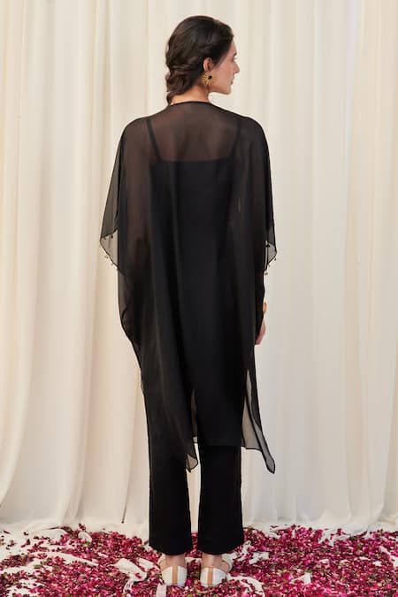 Shop Rirasa Black Organza, Silk Sequins, Beads Keelak Yoke Embroidered Kurta And Pant Set at Aza Fashions Shop_Rirasa_Black Organza, Silk Sequins, Beads Keelak Yoke Embroidered Kurta And Pant Set _at_Aza_Fashions