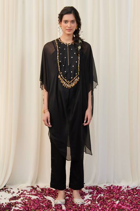 Rirasa Black Organza, Silk Sequins, Beads Keelak Yoke Embroidered Kurta And Pant Set Online at Aza Fashions Rirasa_Black Organza, Silk Sequins, Beads Keelak Yoke Embroidered Kurta And Pant Set _Online_at_Aza_Fashions