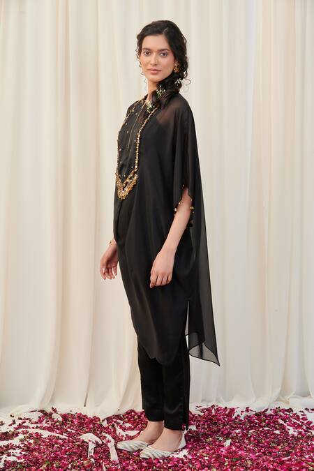 Rirasa Black Organza, Silk Sequins, Beads Keelak Yoke Embroidered Kurta And Pant Set at Aza Fashions Rirasa_Black Organza, Silk Sequins, Beads Keelak Yoke Embroidered Kurta And Pant Set _at_Aza_Fashions