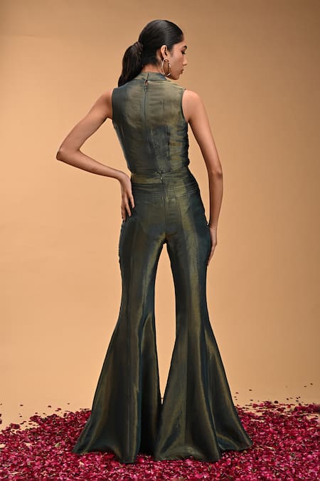 Shop Rirasa Green Tissue Shakatam Kalidar Pant at Aza Fashions Shop_Rirasa_Green Tissue Shakatam Kalidar Pant_at_Aza_Fashions