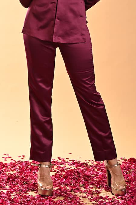 Buy Rirasa Purple Silk, Satin Embroidery Shawl Neck Mukulam Floral Jacket Pant Set Online at Aza Fashions Buy_Rirasa_Purple Silk, Satin Embroidery Shawl Neck Mukulam Floral Jacket Pant Set_Online_at_Aza_Fashions