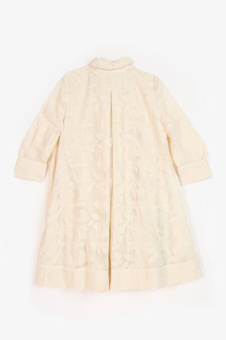 Shop Perona Yellow Cotton Floral Collared Annabeth Detailed Short Dress Shop_Perona_Yellow Cotton Floral Collared Annabeth Detailed Short Dress