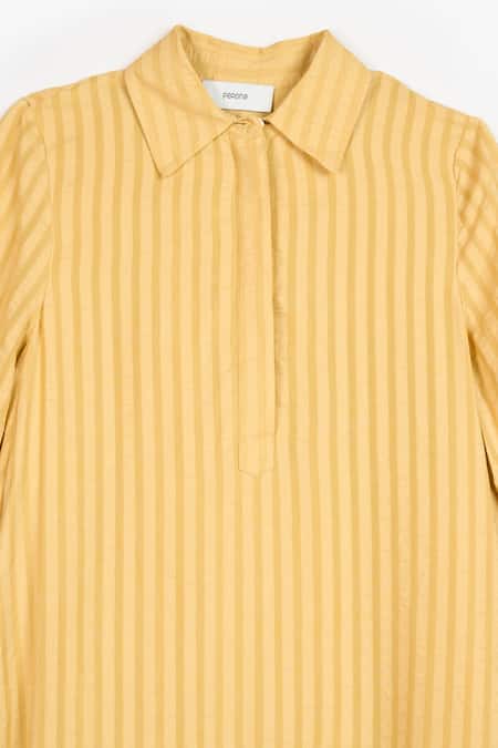 Buy Perona Yellow Cotton Stripe Collared Annabeth Pattern Shirt Dress Online at Aza Fashions Buy_Perona_Yellow Cotton Stripe Collared Annabeth Pattern Shirt Dress _Online_at_Aza_Fashions
