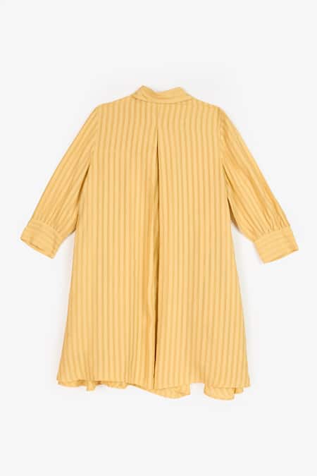 Buy Perona Yellow Cotton Stripe Collared Annabeth Pattern Shirt Dress Buy_Perona_Yellow Cotton Stripe Collared Annabeth Pattern Shirt Dress