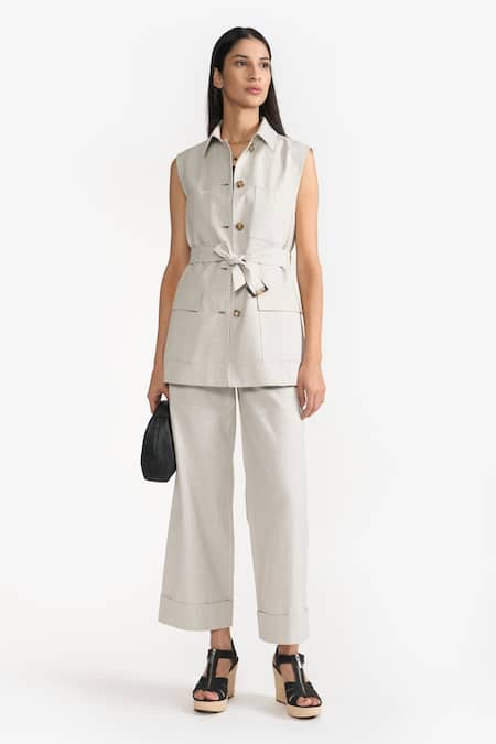 PERONA Ariana Solid Straight Trouser 