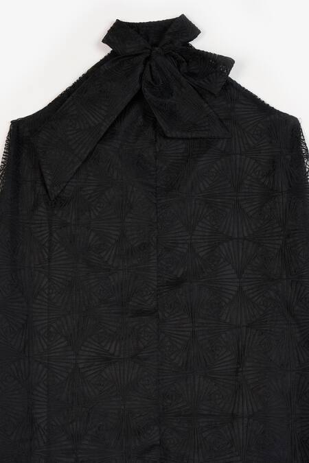 Shop Perona Black Cotton Solid Halter Neck Asahi Dress Online at Aza Fashions Shop_Perona_Black Cotton Solid Halter Neck Asahi Dress _Online_at_Aza_Fashions