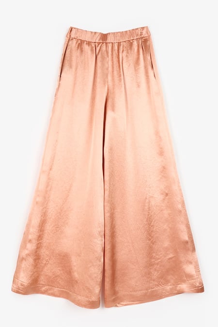 Buy_PERONA_Orange Cotton Solid Azaria Flared Trouser _Online_at_Aza_Fashions